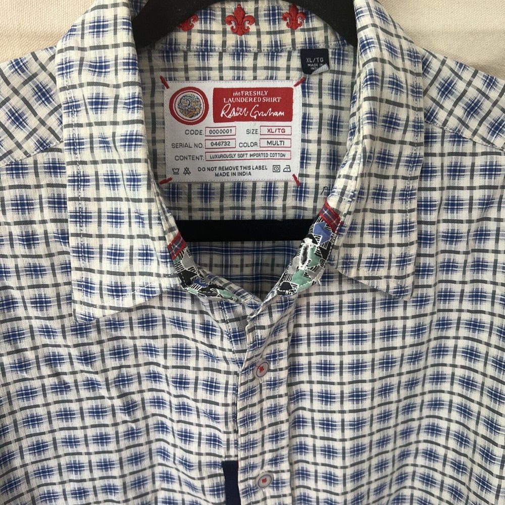 Robert Graham Freshly Laundered Plaid Contrast Long Sleeve Dress Shirt Size‎ XL
